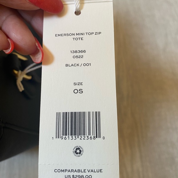 NWT TORY BURCH EMERSON MINI TOP ZIP TOTE BLACK LEATHER CROSSBODY SATCHEL SOLD‼️ - Picture 5 of 10
